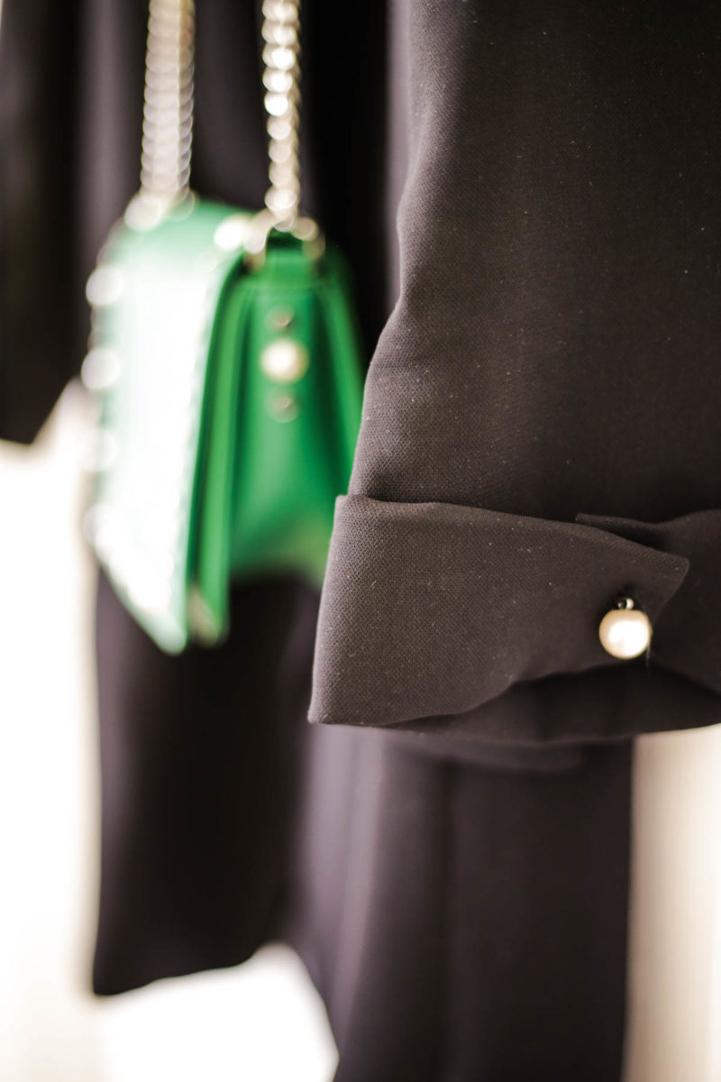 A Wardrobe Update With Some Key Fashion Pieces | feat close up of Zara Black Blazer with pearl sleeve detail_